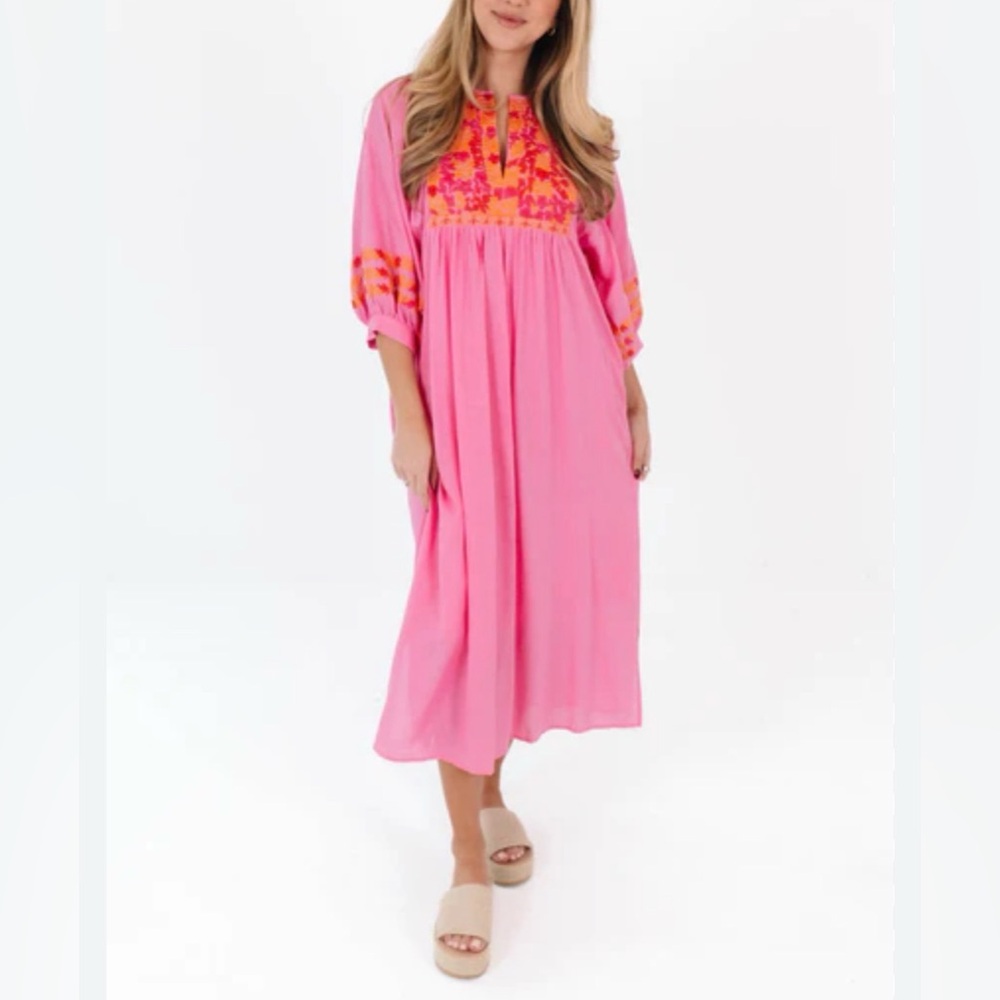 NEW NWT J.Marie Carlie MIDI Dress Pink Small
